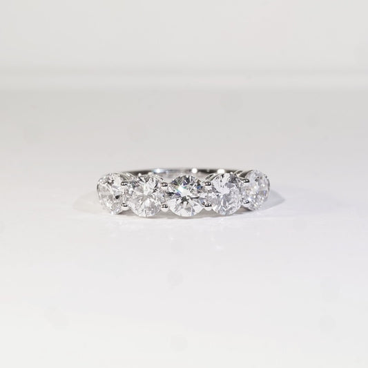 [In Stock] 2.506ct Round Brilliant Lab-Grown Diamond Semi-Eternity Ring in PT950 (~0.50ct each)