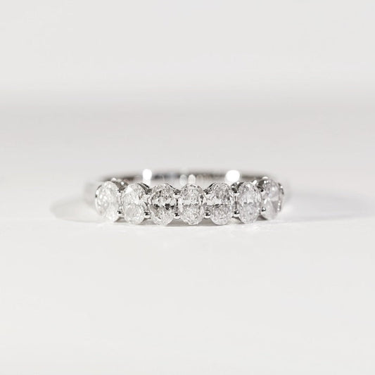 [In Stock] 0.762ct Oval-Cut Lab-Grown Diamond Semi-Eternity Ring in 18K Gold (~0.10ct each)