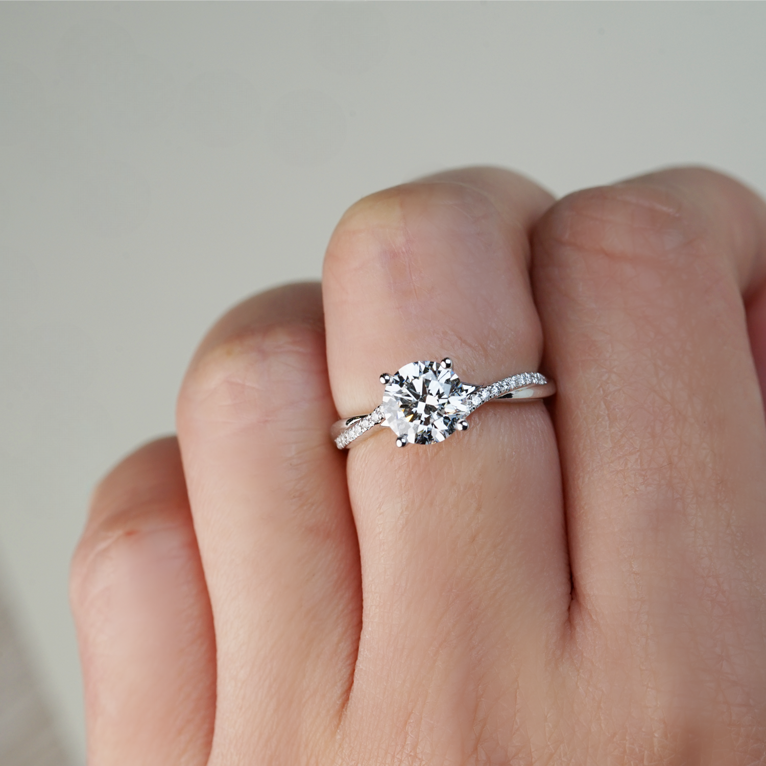 PHAEDRA - Lab-Grown Diamond / Gemstone Ring Setting | Crossover Pavé Band (18K Gold / Platinum) - TM0033