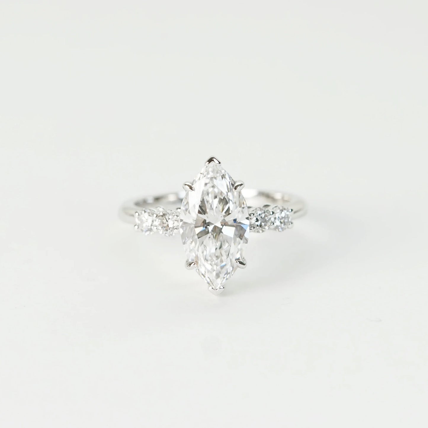 RITA - Marquise-cut Lab-Grown Diamond / Gemstone Ring Setting | with Accent Stones (18K Gold / Platinum) - TM0104MQ