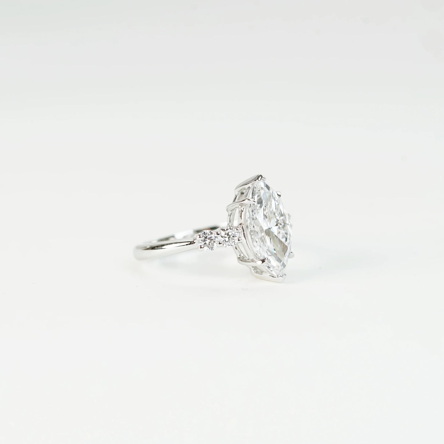 RITA - Marquise-cut Lab-Grown Diamond / Gemstone Ring Setting | with Accent Stones (18K Gold / Platinum) - TM0104MQ