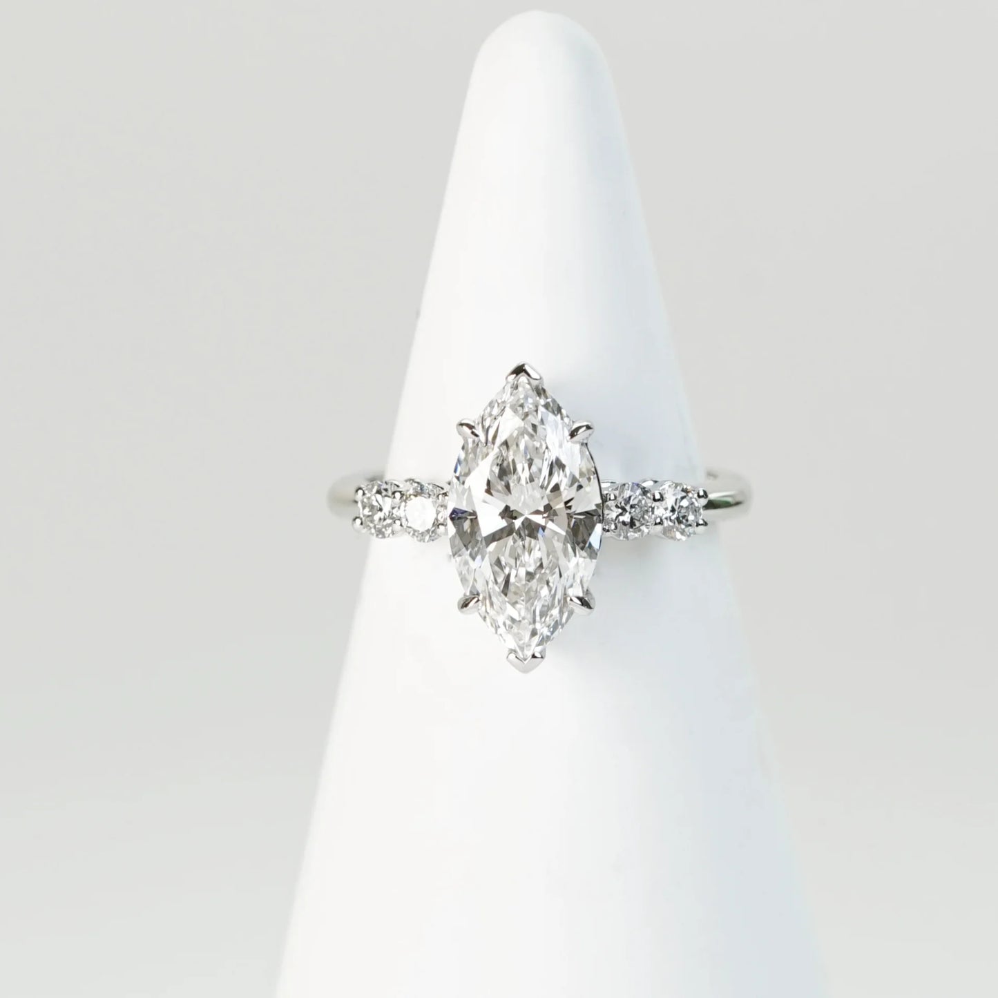RITA - Marquise-cut Lab-Grown Diamond / Gemstone Ring Setting | with Accent Stones (18K Gold / Platinum) - TM0104MQ