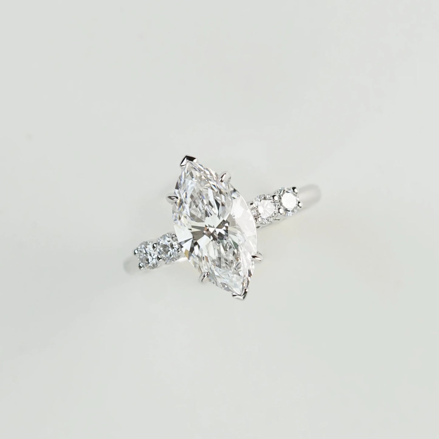 RITA - Marquise-cut Lab-Grown Diamond / Gemstone Ring Setting | with Accent Stones (18K Gold / Platinum) - TM0104MQ