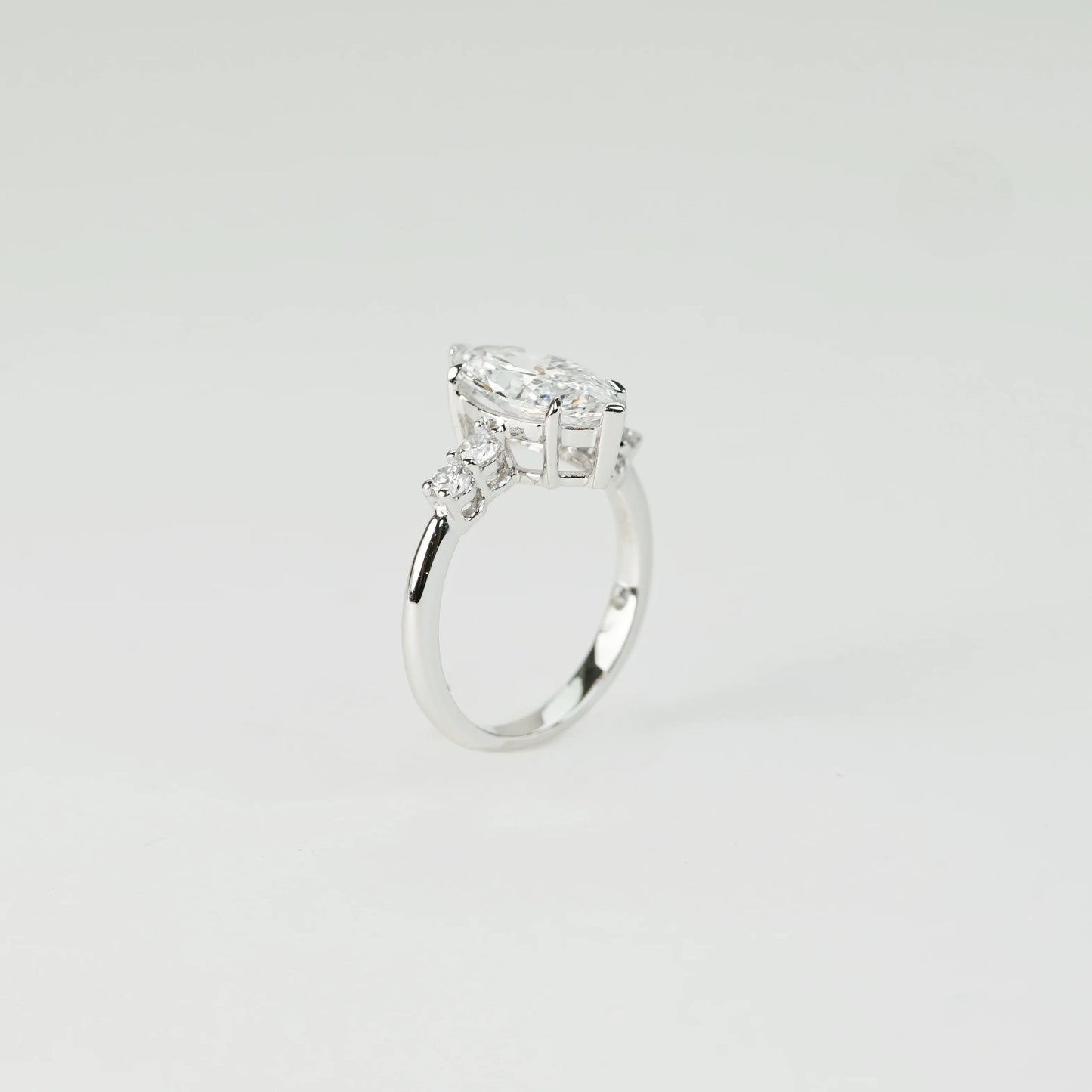 RITA - Marquise-cut Lab-Grown Diamond / Gemstone Ring Setting | with Accent Stones (18K Gold / Platinum) - TM0104MQ