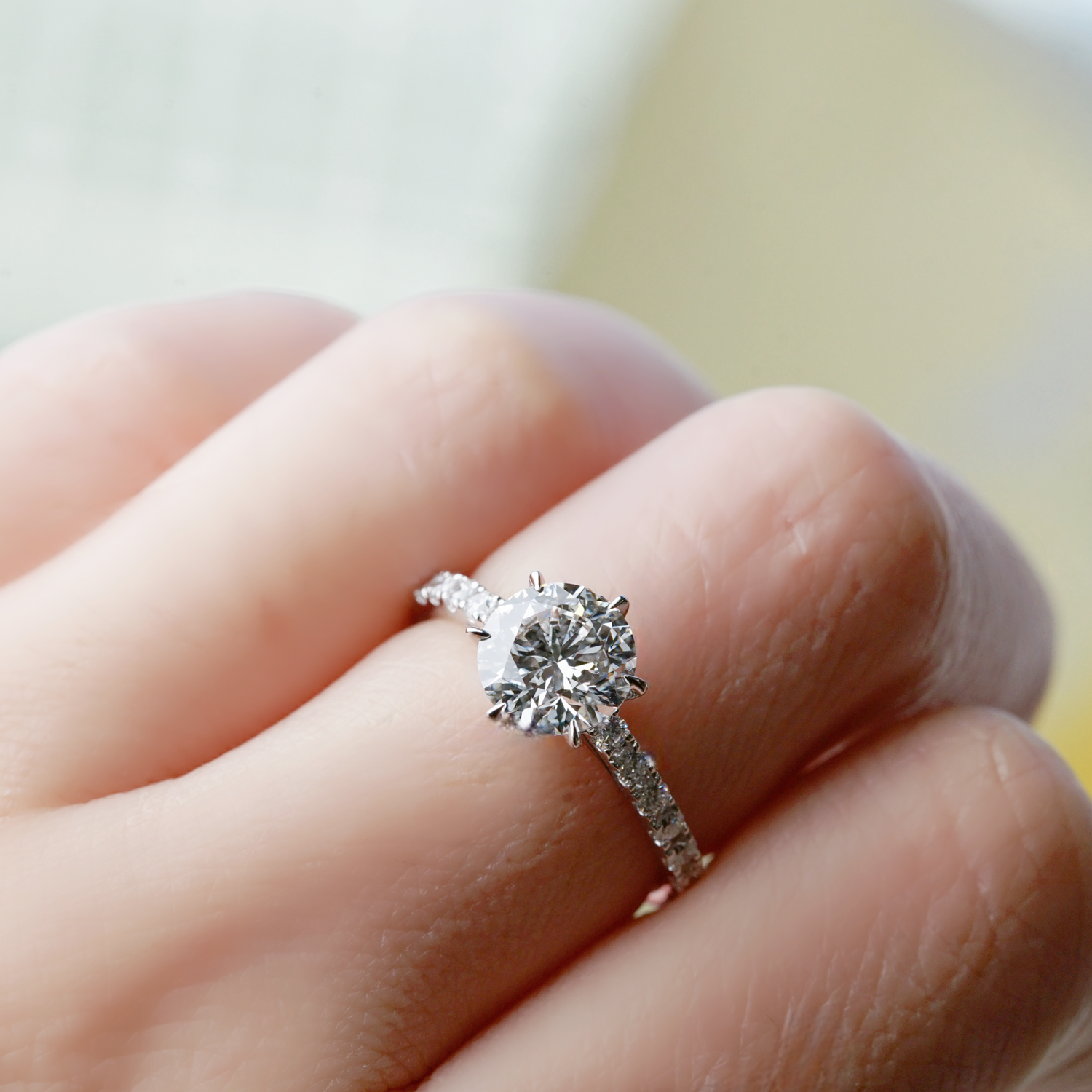 GINERVRA - Lab-Grown Diamond / Gemstone Pavé Ring Setting (18K Gold / Platinum) - SGK1208