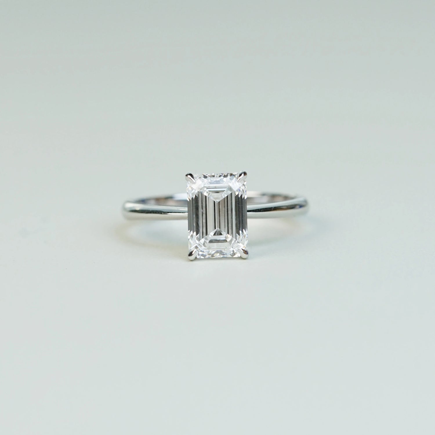 AGNES - Emerald-cut Lab-Grown Diamond / Gemstone Ring Setting | with Accented Gallery (18K Gold / PT950) - TM0131EMHH