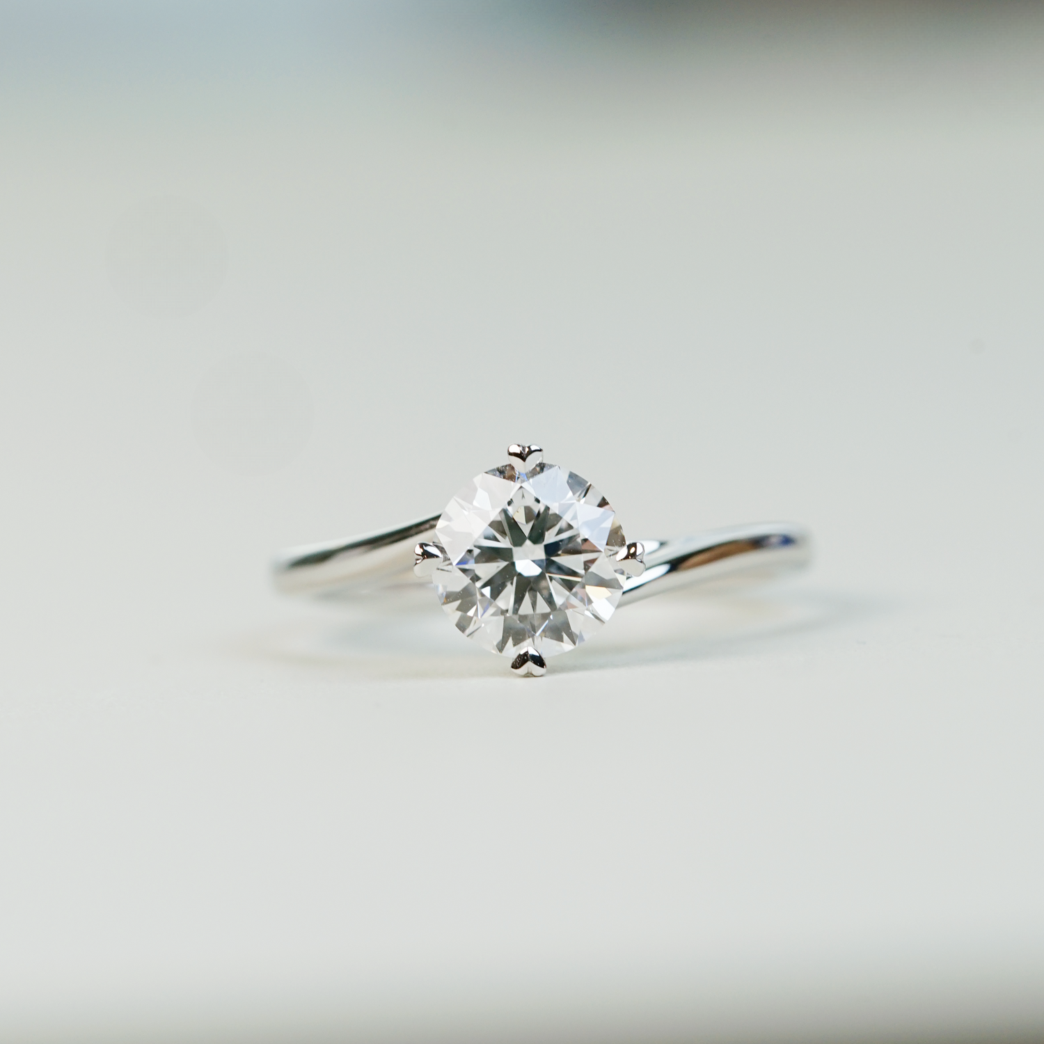 IDALIA - Lab-Grown Diamond / Gemstone Ring Setting | Twisted Band Solitaire (18K Gold / Platinum) - TM0057M