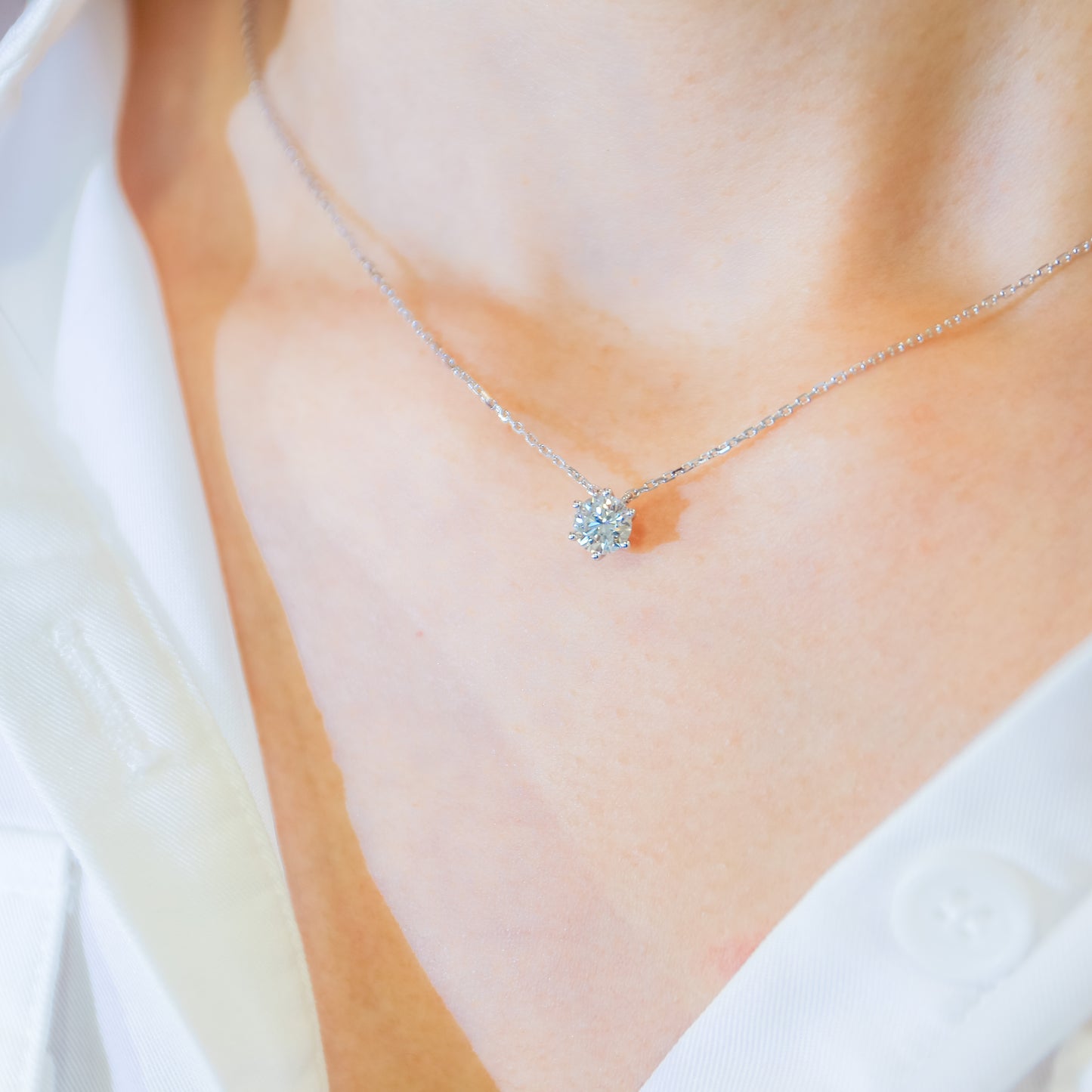 0.70ct 6-Prong Lab Grown Diamond Solitaire Necklace <Premium Grade>
