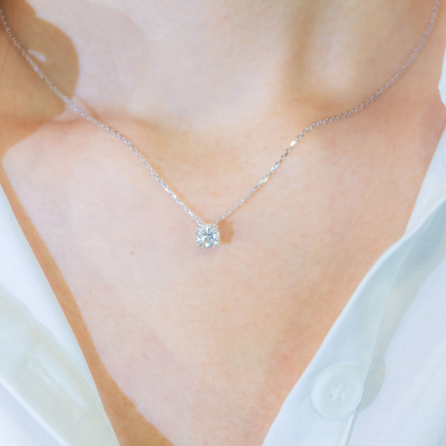 18K Gold Lab-Grown Diamond Pendant Setting with Necklace | Classic 4-Prong Solitaire with 18K Necklace | TMPA11081
