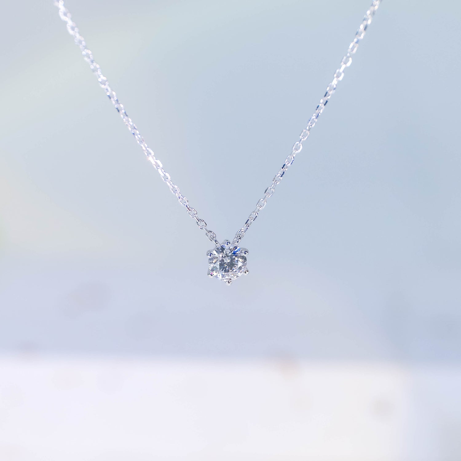 現貨 18K白金 0.3ct 單顆圓形培育鑽石頸鏈（附IGI證書）｜D VVS Ideal Ex Ex 頂級之選｜六爪鑲嵌｜TMPA11082