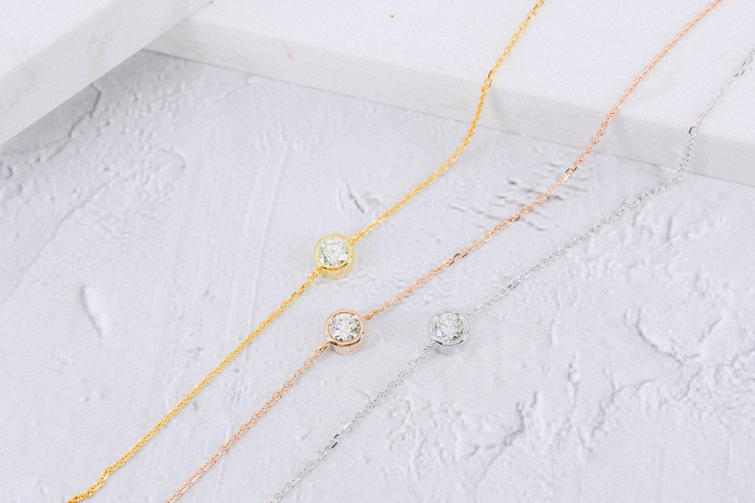 18K金圓形培育鑽石單鑽手鏈 | D-E / VVS | <總數 0.20ct - 1.50ct+>