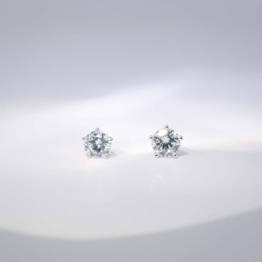 [In Stock] 2ct Round Brilliant Lab-Grown Diamond Stud Earrings in 18K White Gold (IGI Report) | D VVS2 Ideal Ex Ex | 5-Prong | FME2012