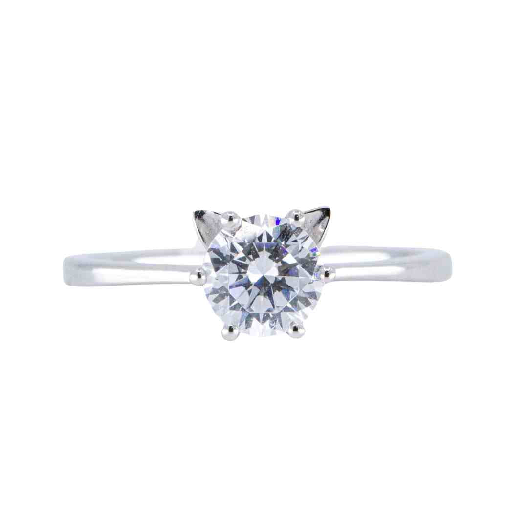 GAIL - Lab-Grown Diamond / Gemstone Ring Setting | Cat-Ear-Inspired Head Design (18K Gold / Platinum) - TM0048