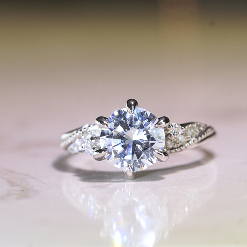 EUDORA - Lab-Grown Diamond / Gemstone Ring Setting | Twisted Pavé Band (18K Gold / Platinum) - SGK1122a (1.5ct)
