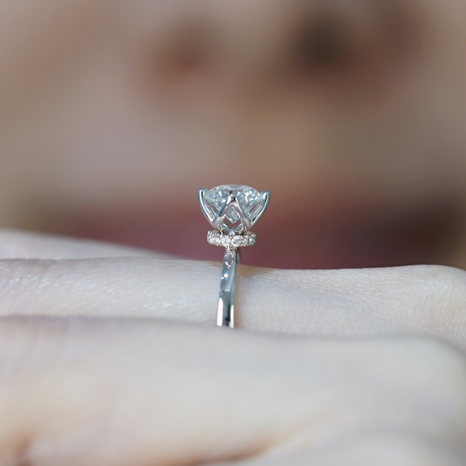 RACHEL - Lab-Grown Diamond / Gemstone Solitaire Ring Setting | Crown-Inspired Gallery (18K Gold / Platinum) - TM0267