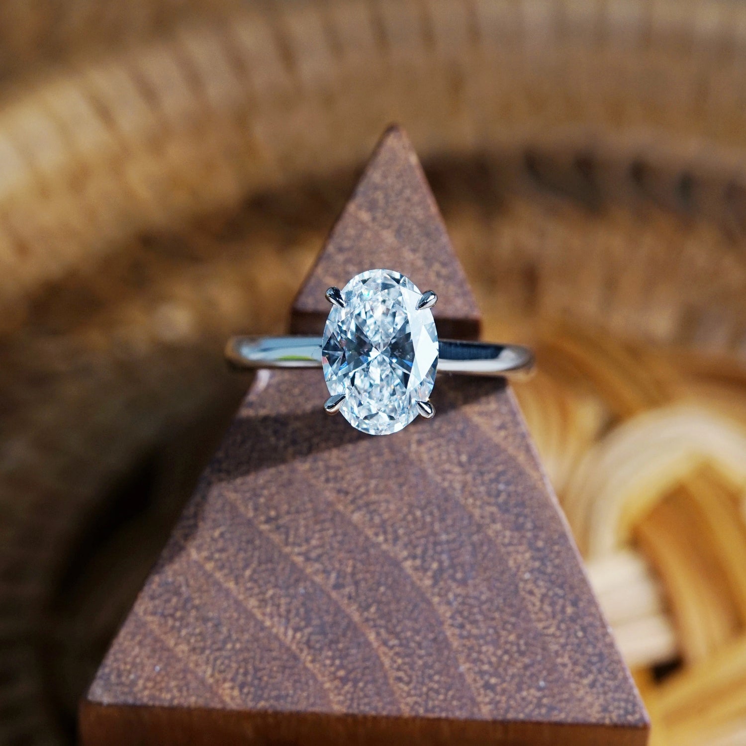 RUTH - Oval-Cut Lab-Grown Diamond / Gemstone Solitaire Ring Setting | with Accented Gallery (18K Gold / Platinum) - TM0805OV