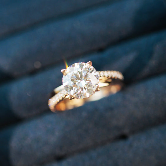 ELVA 培育鑽石戒指托｜分叉密釘鑲鑽戒圈（18K 金／鉑金）– TM0079