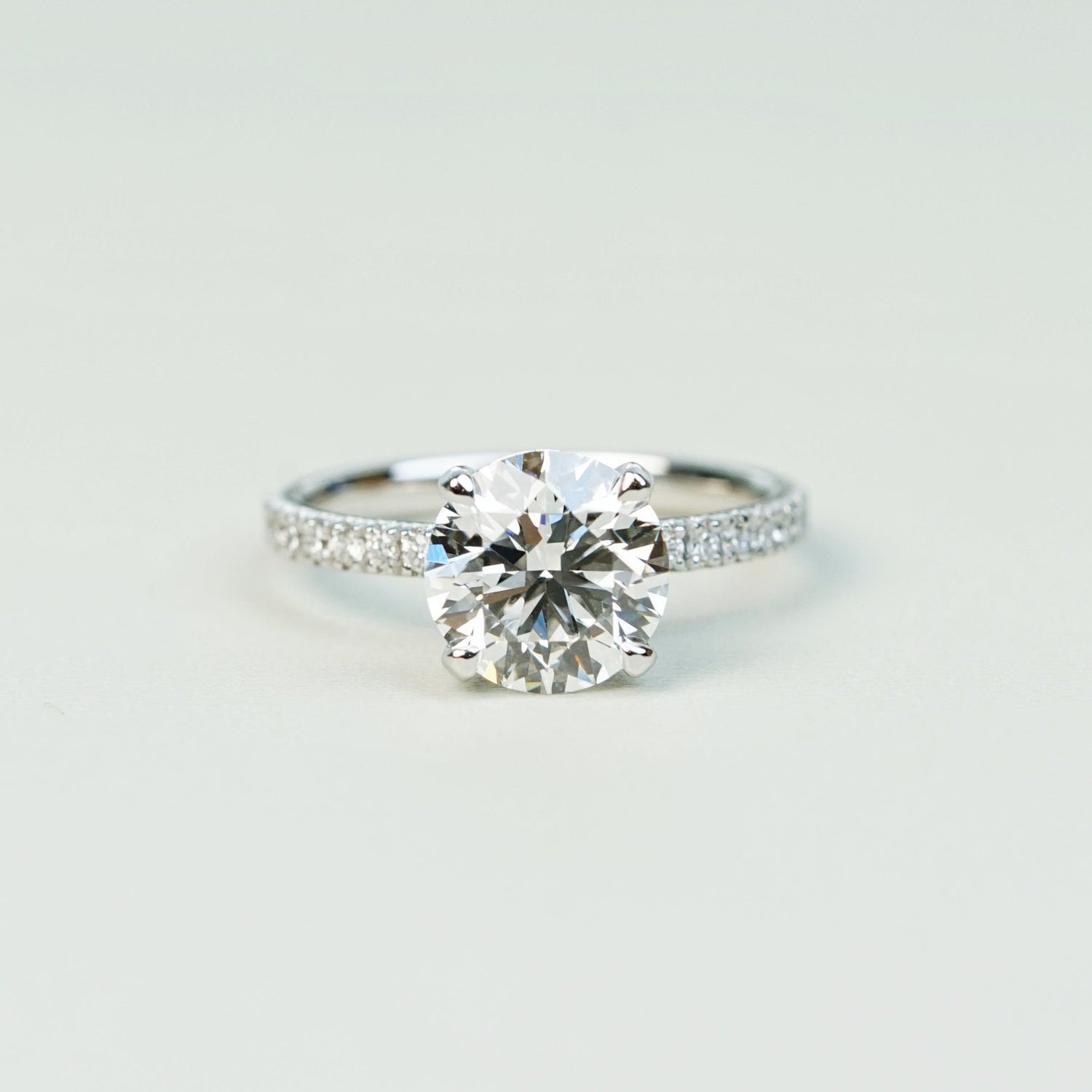 ENID - Lab-Grown Diamond / Gemstone Pavé Ring Setting (18K Gold / Platinum) - TM0156