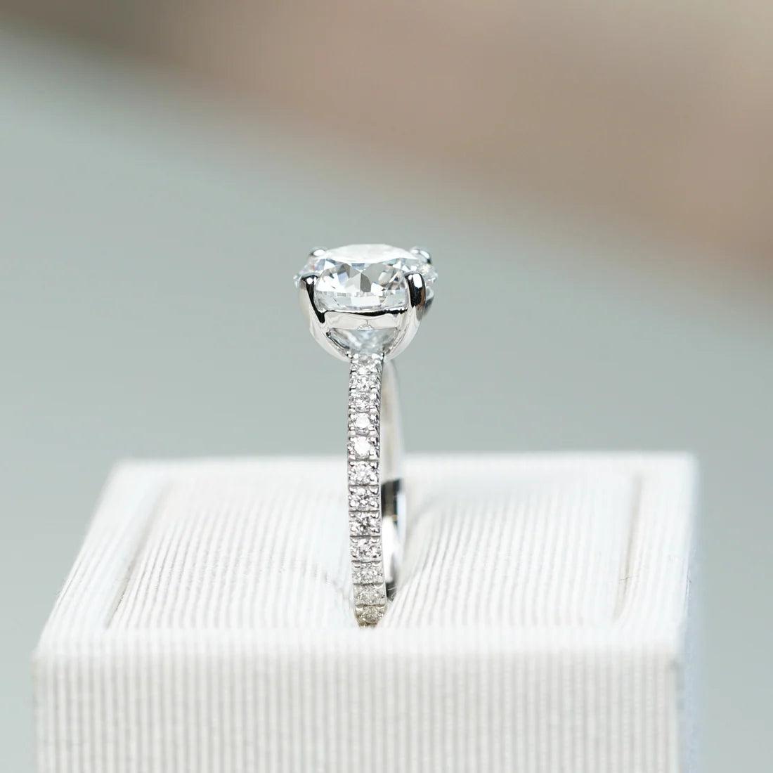 2.09ct 圓形培育鑽石戒指 - 鉑金 PT950（附 IGI 證書）｜直線密釘鑲鑽戒｜BASIA - TM0156｜現貨款