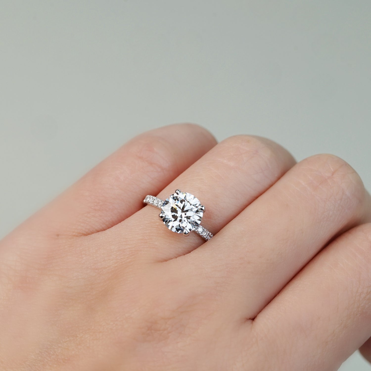 ENID - Lab-Grown Diamond / Gemstone Pavé Ring Setting (18K Gold / Platinum) - TM0156