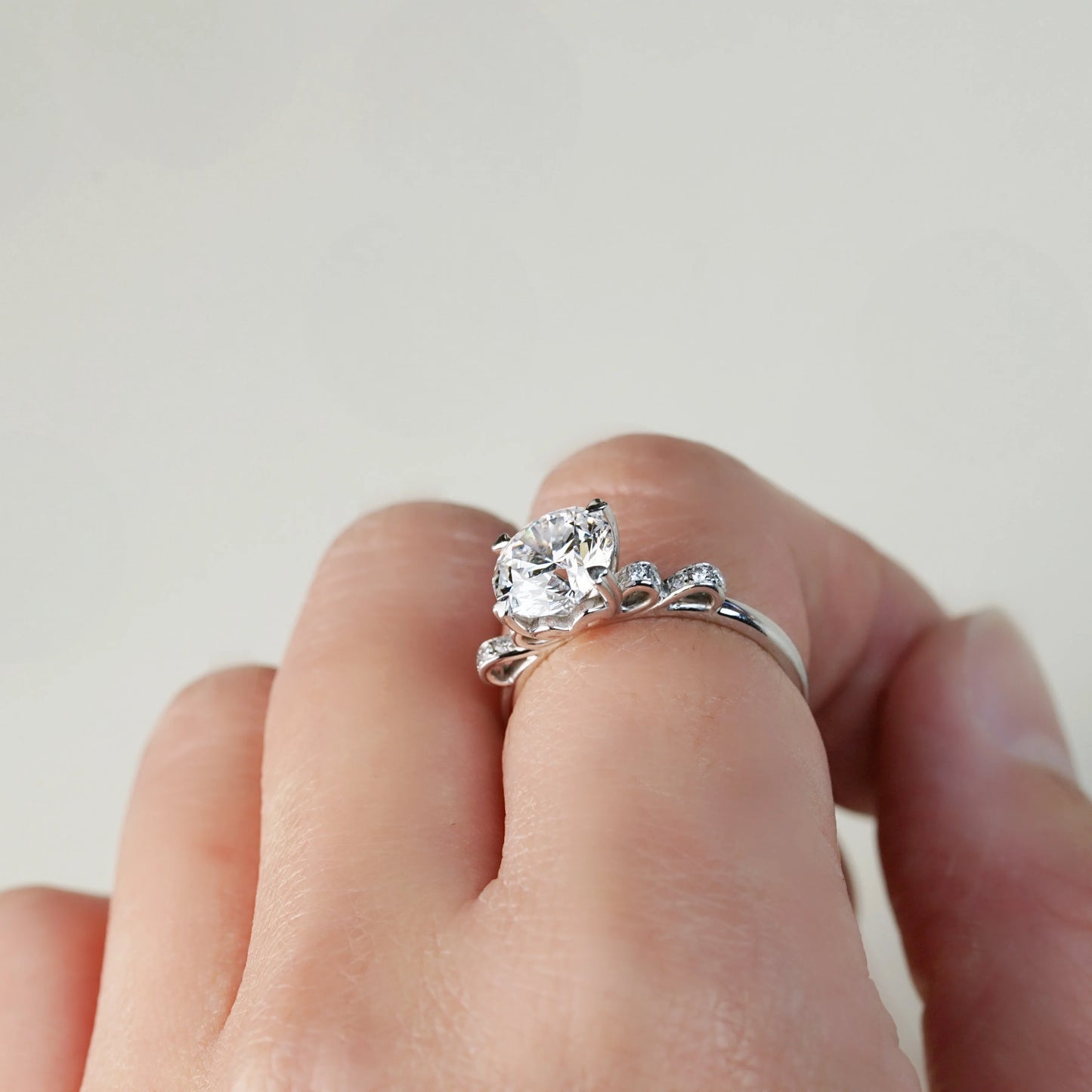 DENISE 培育鑽石戒指托｜絲帶設計鑲鑽戒圈（18K 金／鉑金）– TM0323