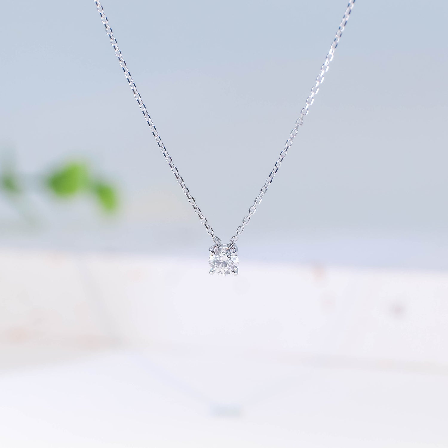 現貨 18K白金 0.3ct 單顆圓形培育鑽石頸鏈（附IGI證書）｜D VVS Ideal Ex Ex 頂級之選｜四爪鑲嵌｜TMPA11081