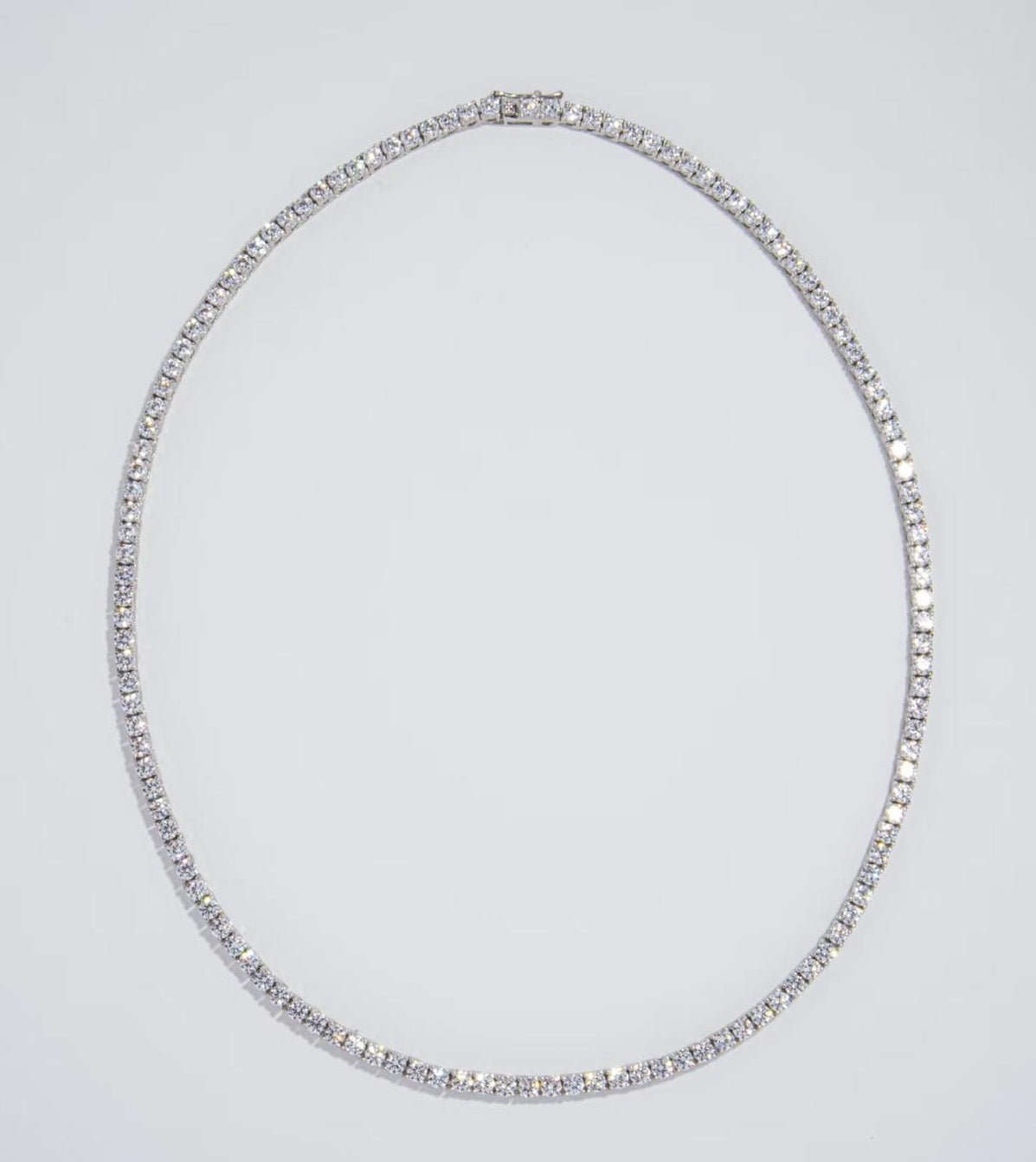 18K金圓形培育鑽石網球頸鏈 | D-F VVS-VS | 經典四爪 | <總數 7.00ct - 25.00ct+>