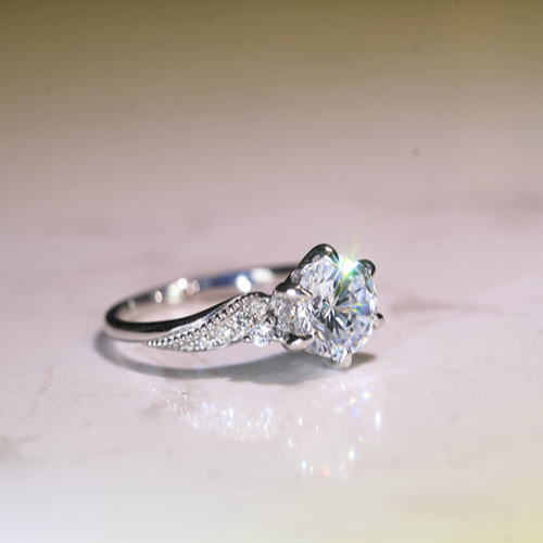 EUDORA - Lab-Grown Diamond / Gemstone Ring Setting | Twisted Pavé Band (18K Gold / Platinum) - SGK1122a (1.5ct)