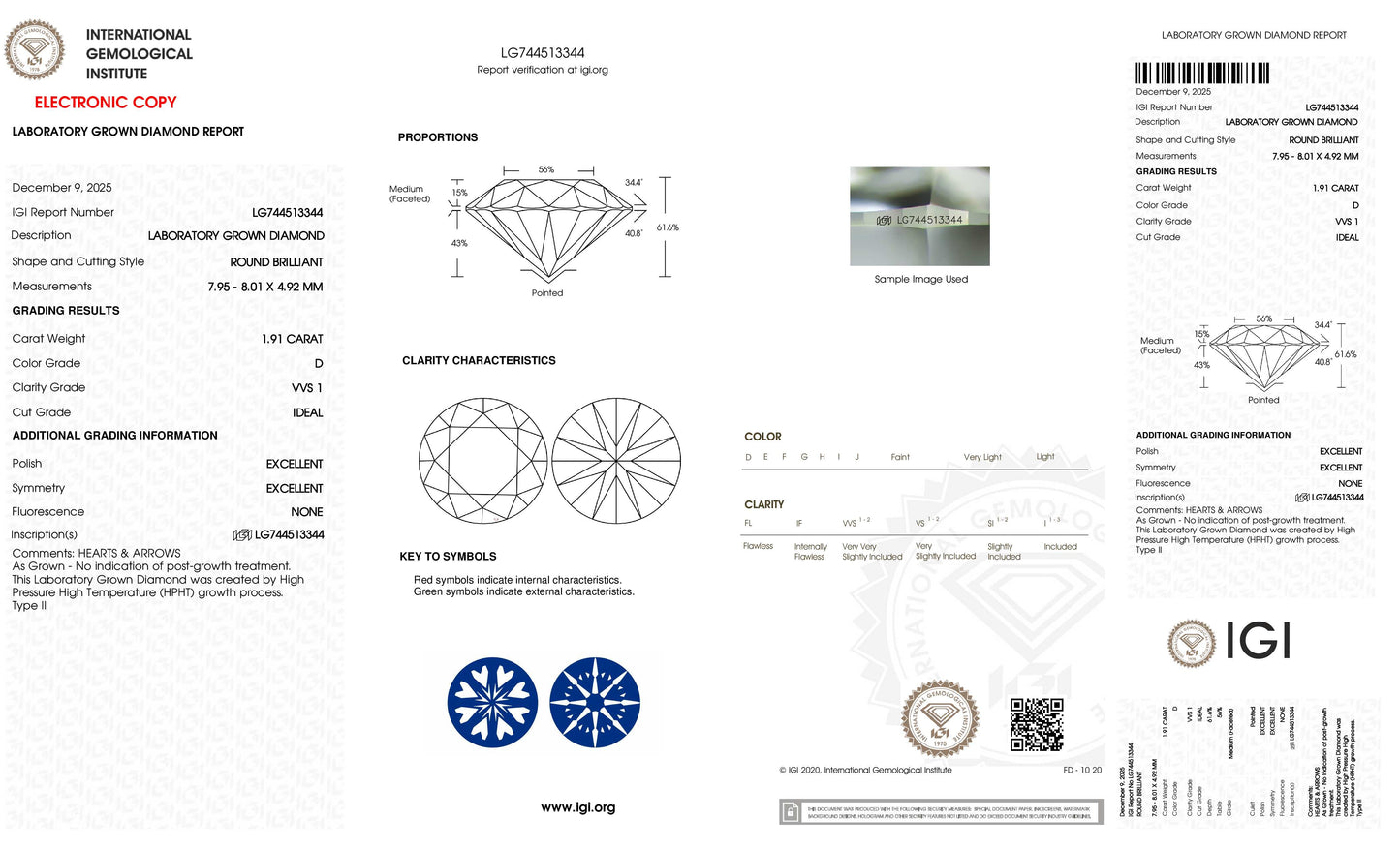 1.91 D VVS1 Ideal Ex Ex Non (LG744513344)