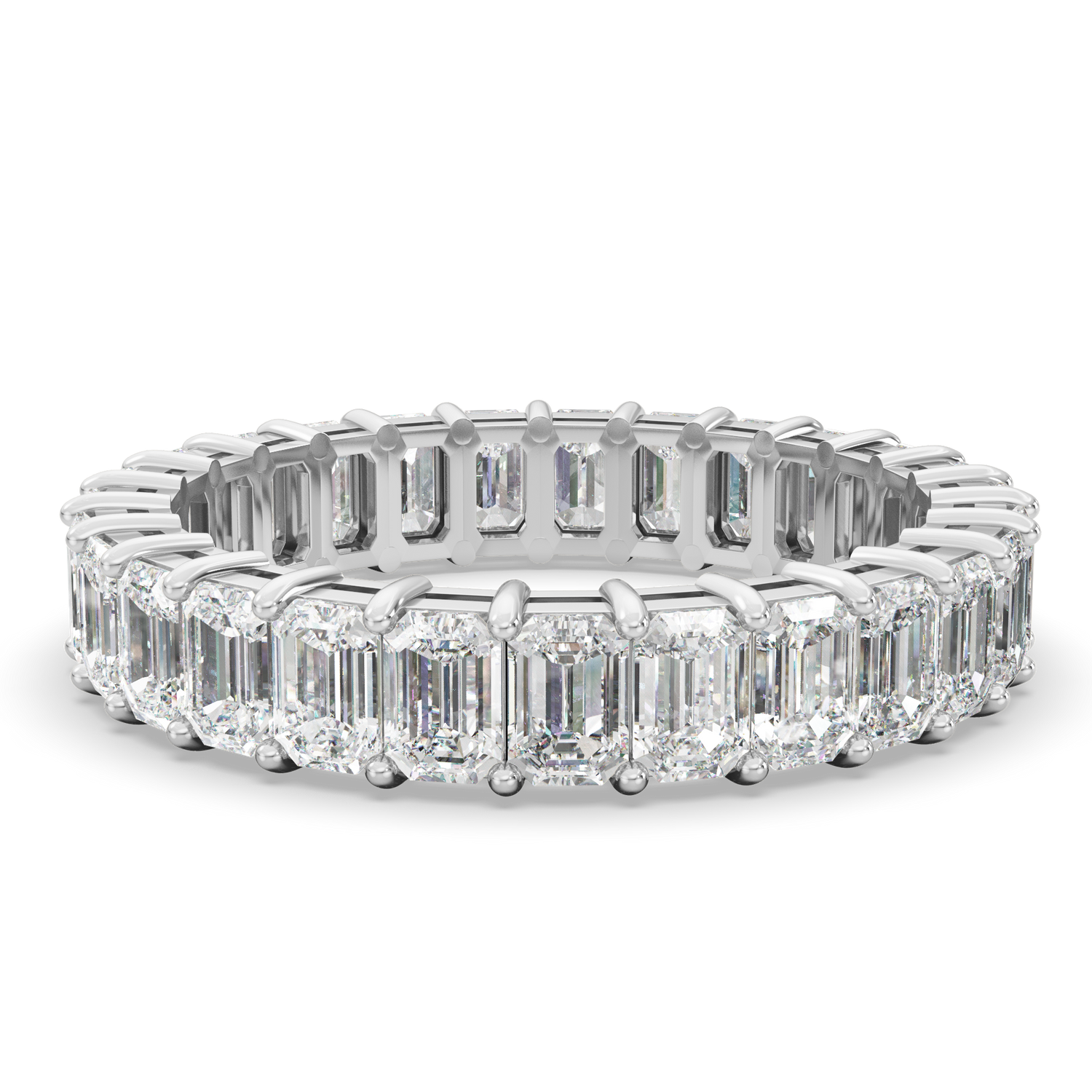 18K金祖母綠形培育鑽石全圈線戒 | D-E / VVS | U形爪 <2.0ct - 10.0ct+>