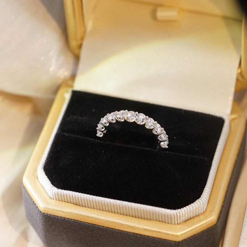 現貨 18K金 0.58ct (每粒0.05ct) 培育圓鑽U形爪線戒