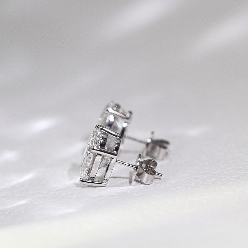 18K金橢圓形培育鑽石耳環 | D-E VVS Ex Ex | <總數 0.40ct - 3.00ct+>
