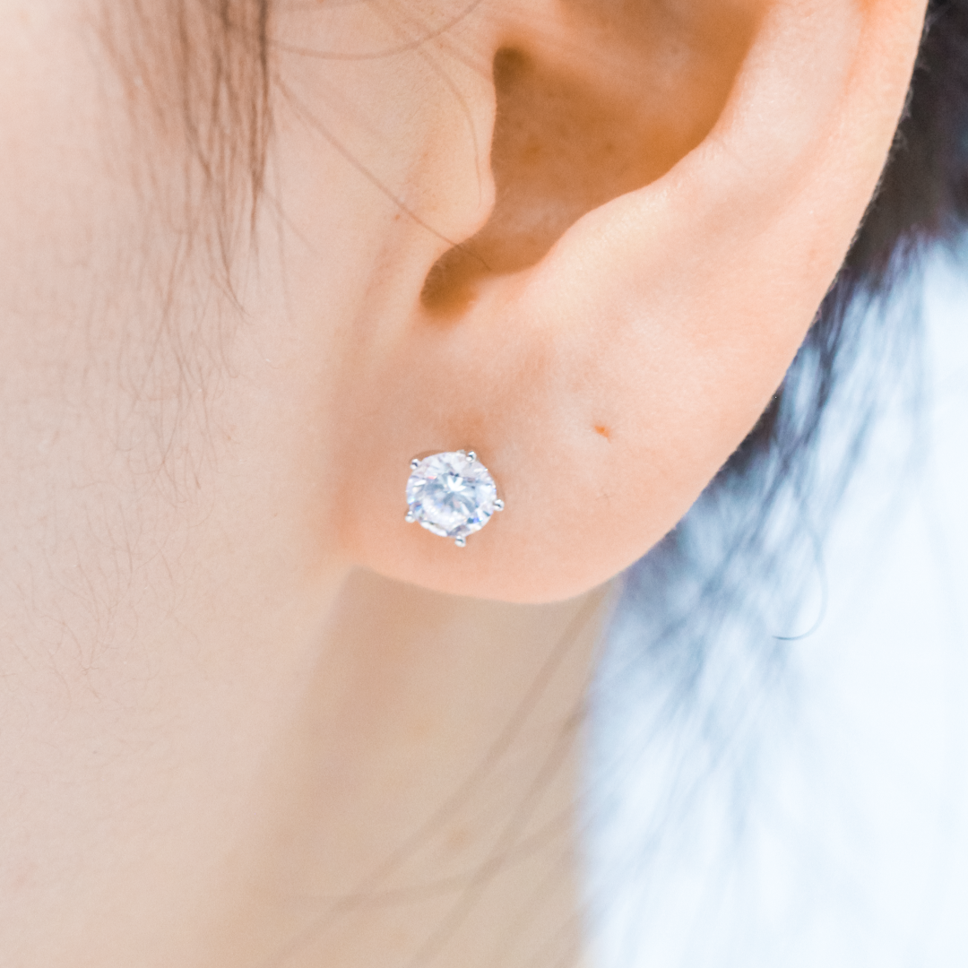 18K Gold Lab-Grown Diamond Stud Earrings Setting | Classic 5-Prong (Flat-Base Setting) | FME2012