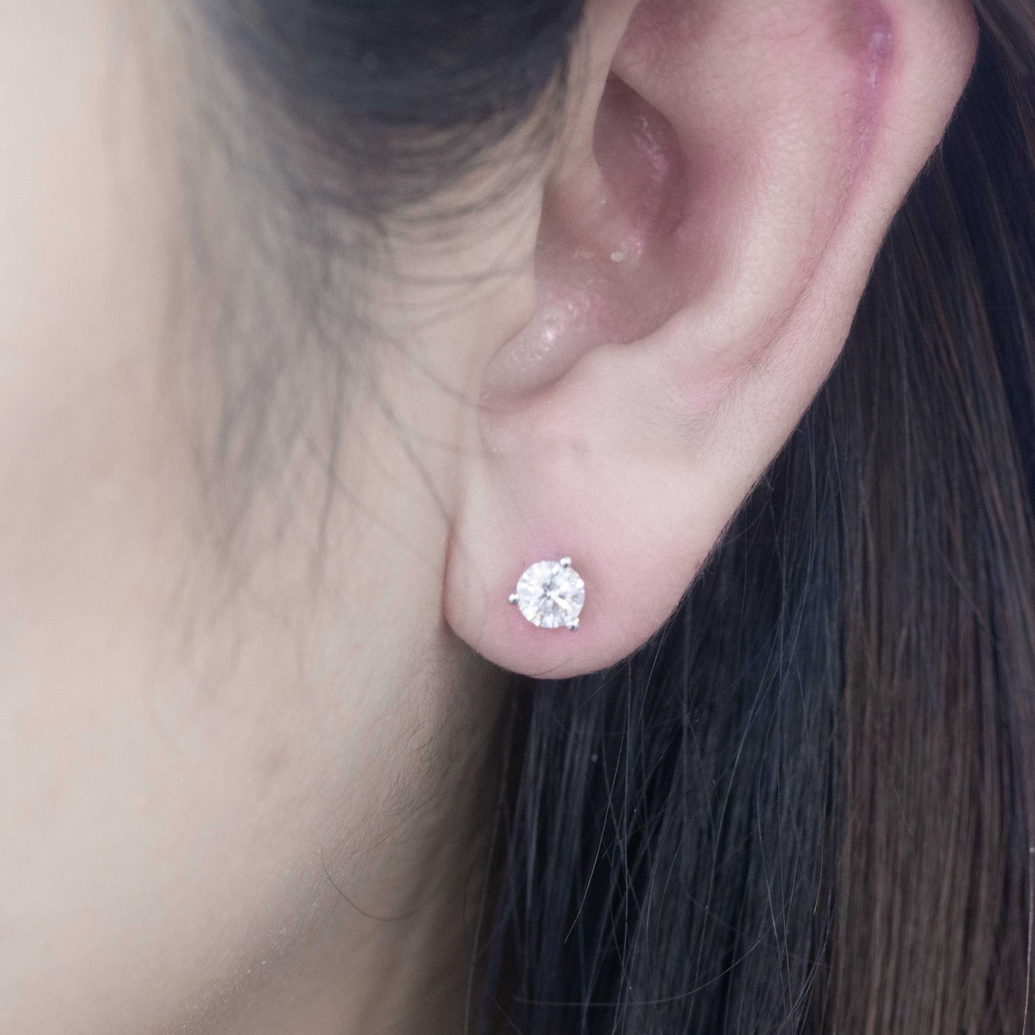 18K Gold Lab-Grown Diamond Stud Earrings Setting | Classic 3-Prong (Flat-Base Setting) | FME2013