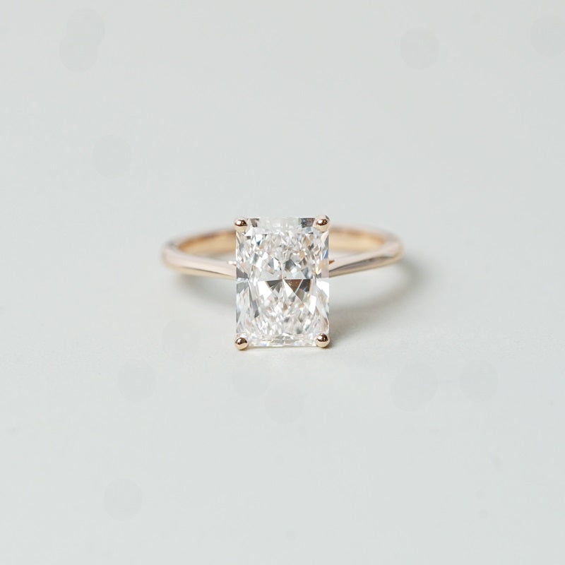 ADRAS - Radiant-cut Lab-Grown Diamond/ Gemstone Ring Setting | Tapered Band Solitaire (18K Gold / PT950) GD0051RA