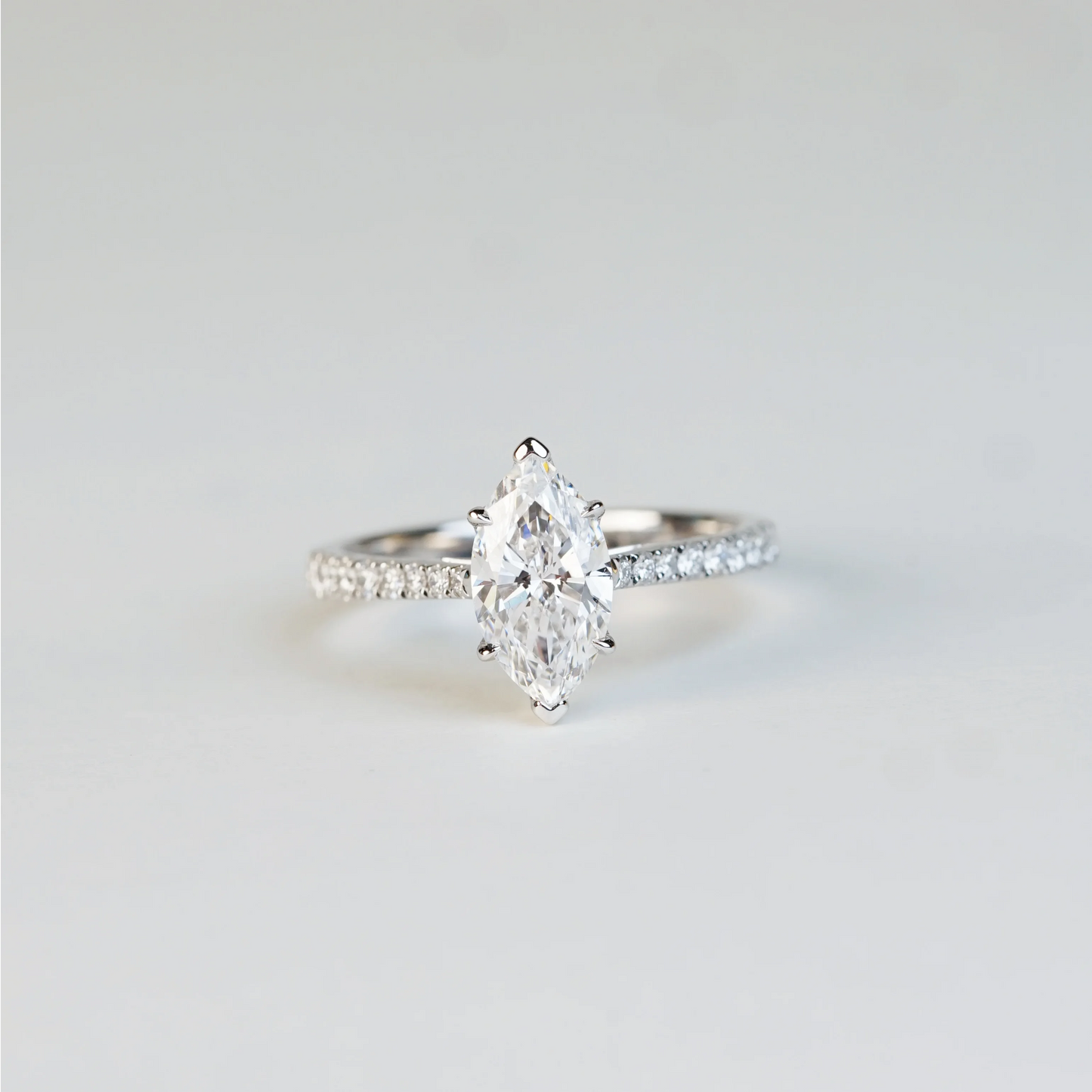 WINNI – Marquise-Cut Lab-Grown Diamond / Gemstone Tapered Pavé Ring Setting (18K Gold / Platinum) – GD0270MQ