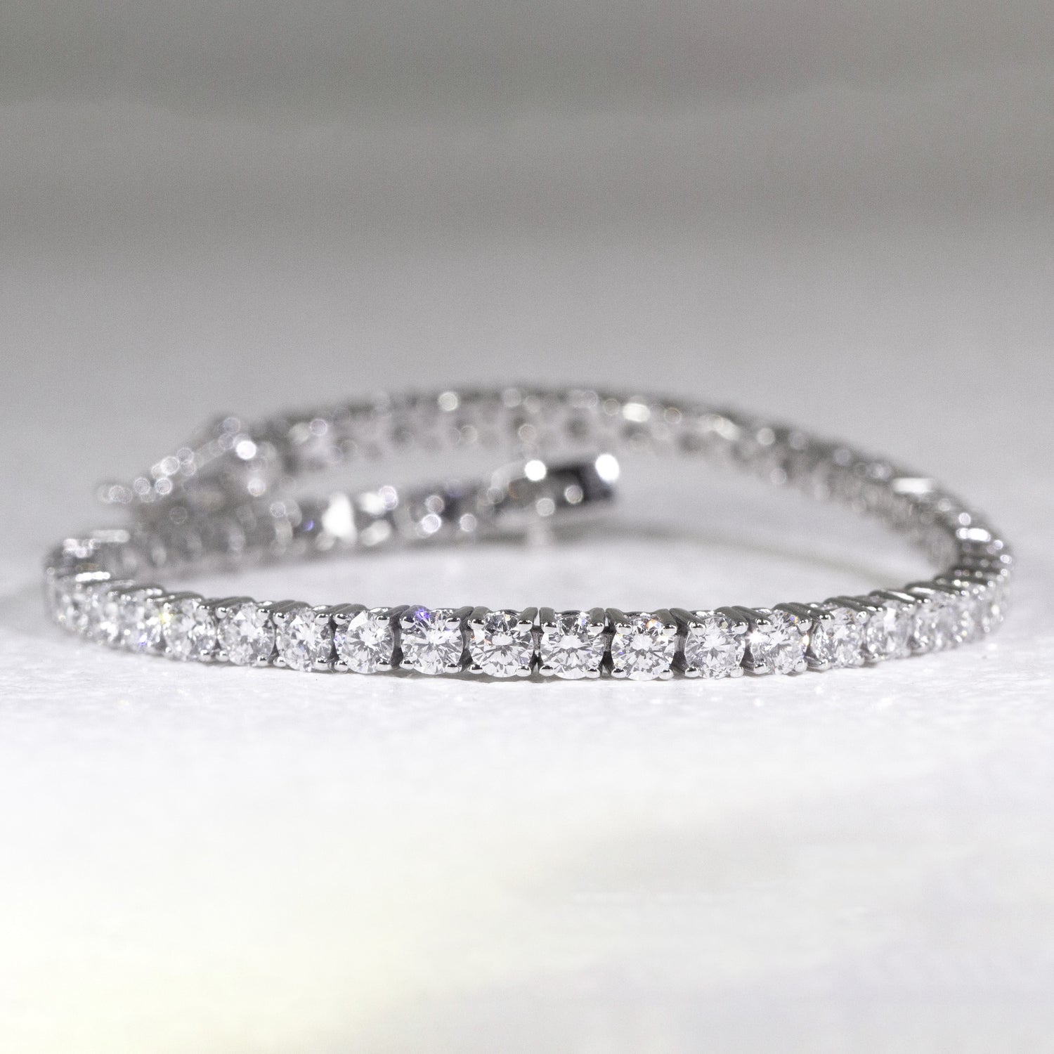 現貨 18K白金 9.280ct 培育鑽石網球手鏈｜D-F VVS-VS｜四爪鑲嵌｜~16.5cm