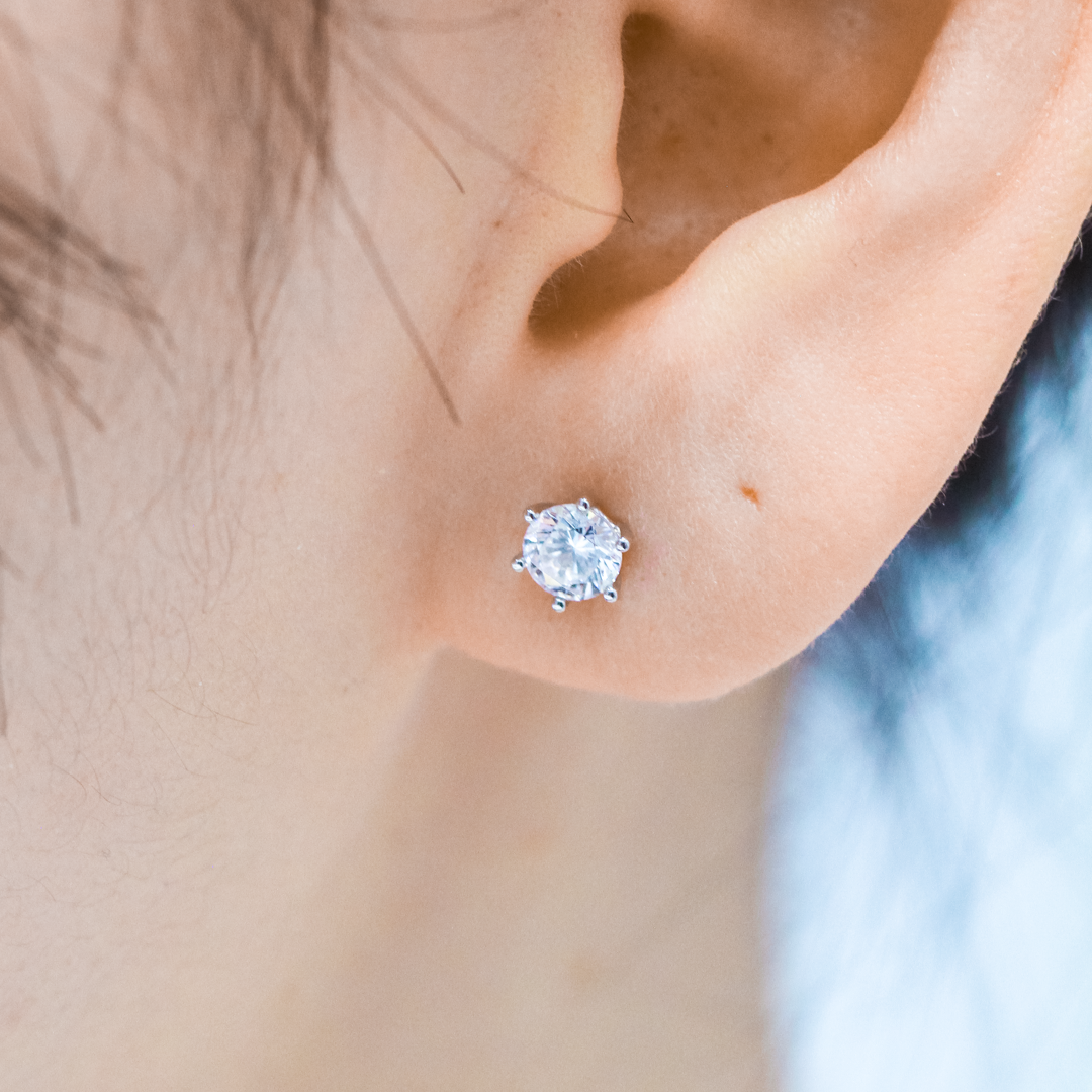 18K Gold Lab-Grown Diamond Stud Earrings Setting | Classic 6-Prong (Refined-Base Setting) | GDE2036