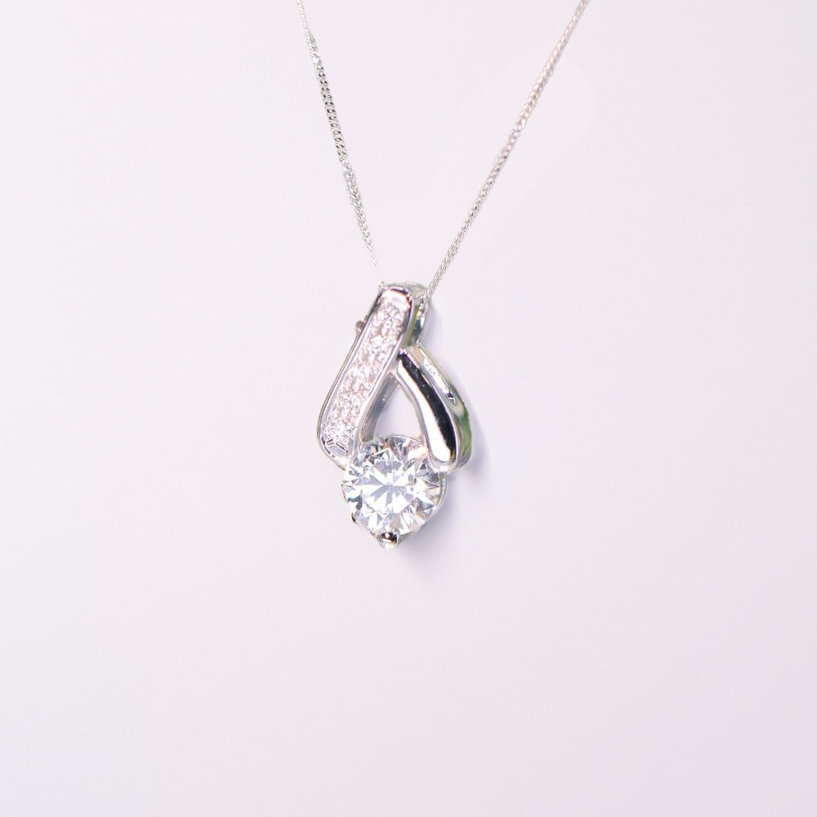 18K Gold Lab-Grown Diamond Pendant Setting | Pavé Ribbon Crossover Drop Design | GDP2021