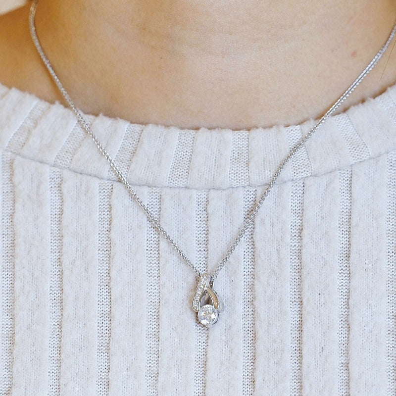 18K Gold Lab-Grown Diamond Pendant Setting | Pavé Ribbon Crossover Drop Design | GDP2021