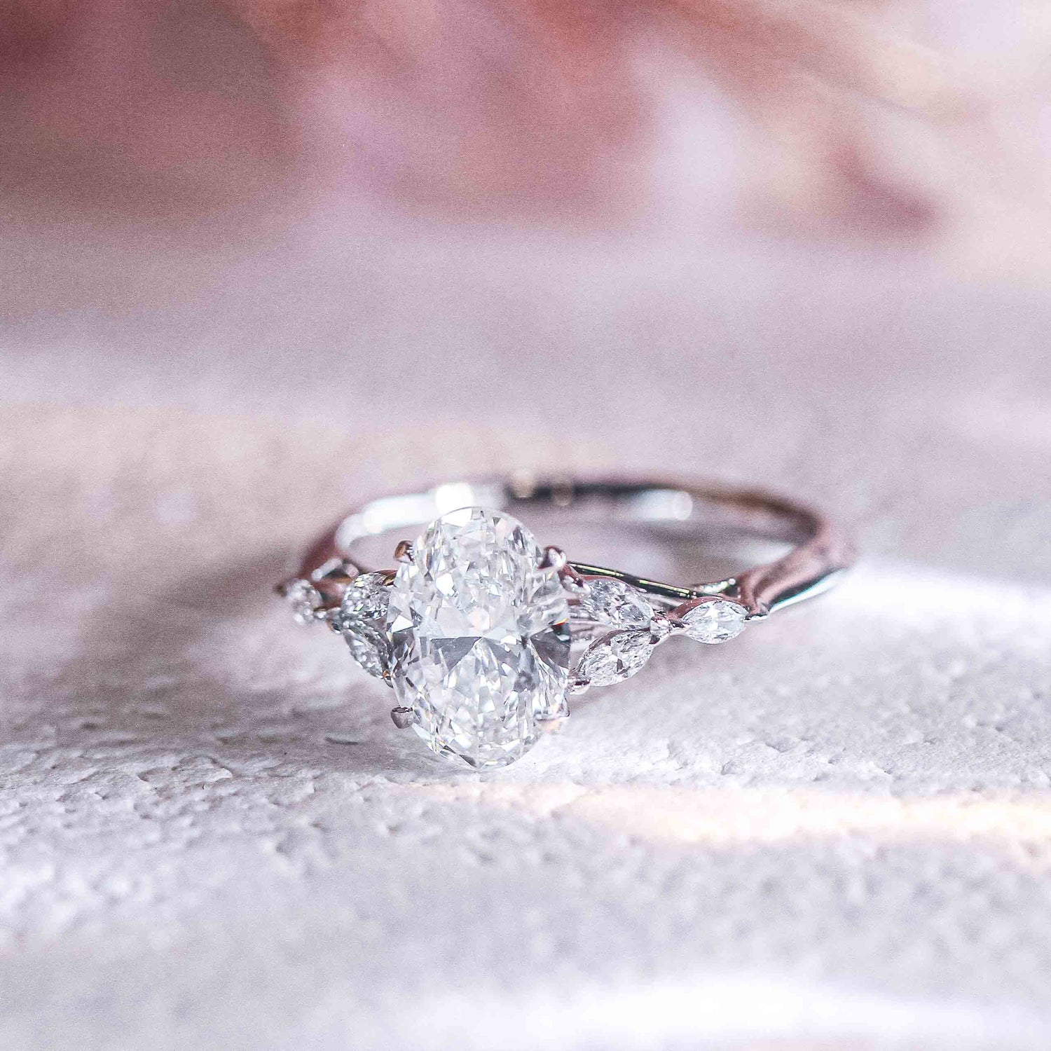 MARIAN – Oval-Cut Lab-Grown Diamond / Gemstone Ring Setting | Trilogy-Inspired Design (18K Gold / Platinum) – R24807OVA