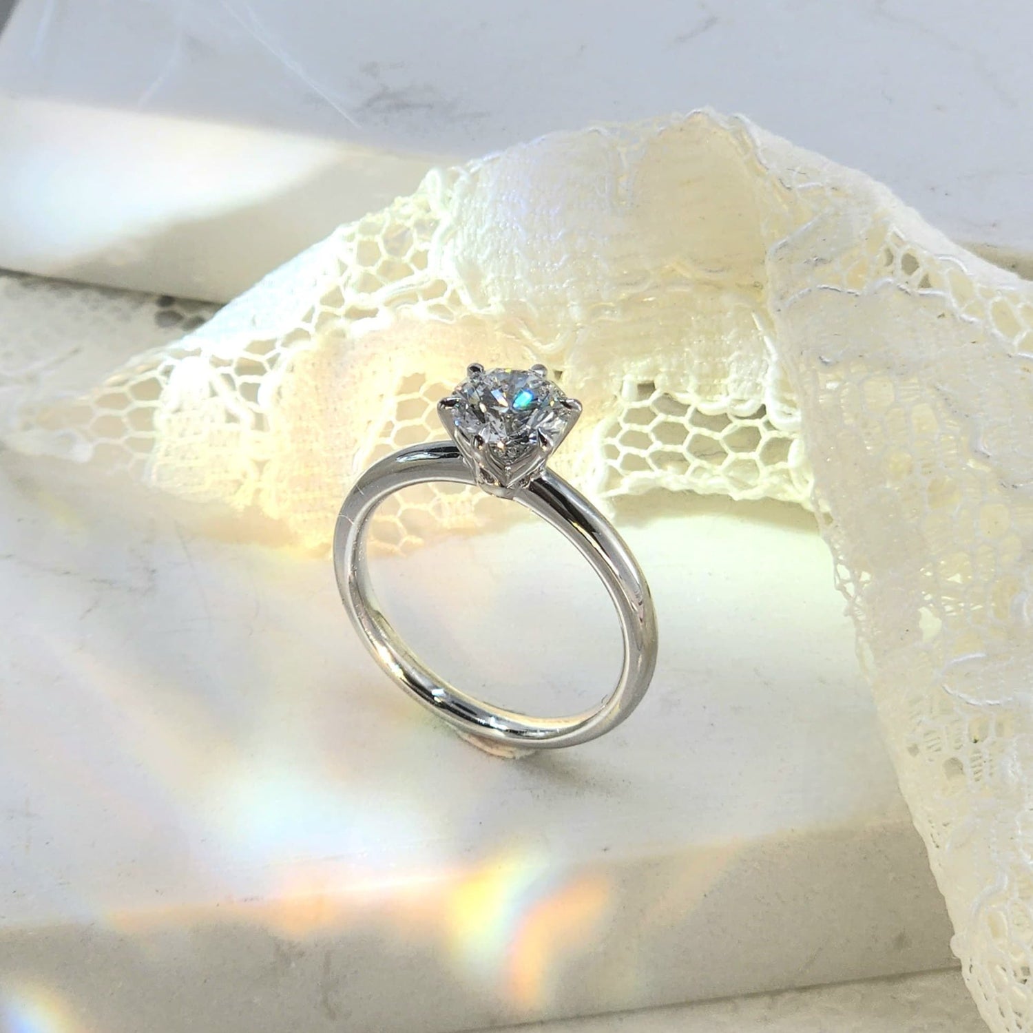 現貨 PT950 2.05ct 圓形培育鑽石戒指 (ARIA - R24817RD)
