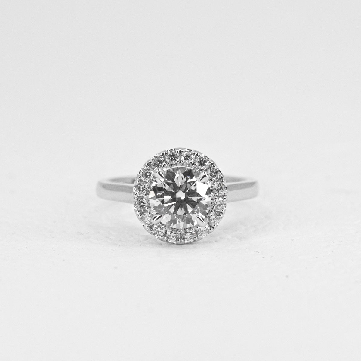 ETHEL - Lab-Grown Diamond / Gemstone Halo Ring Setting (18K Gold / Platinum) - R24818RDA