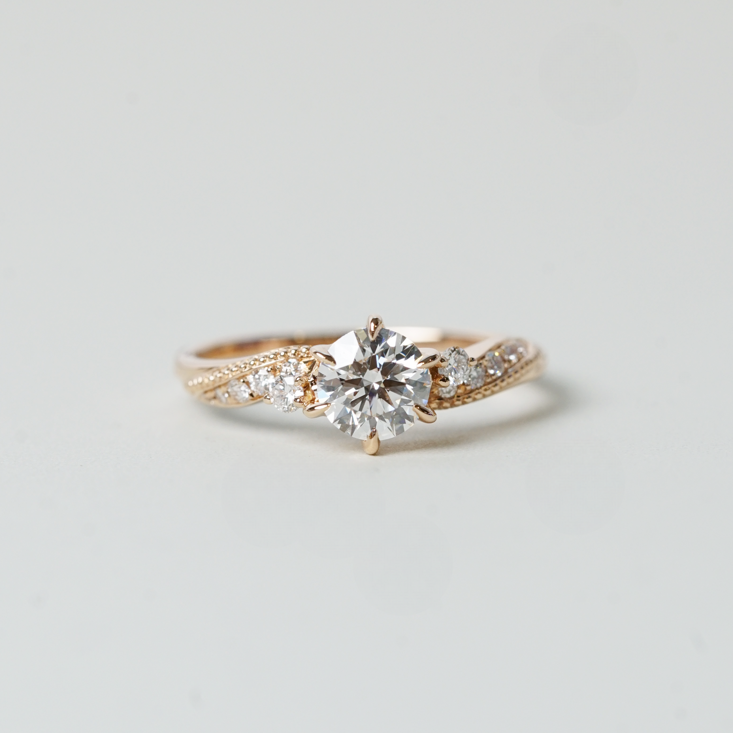 EUDORA - Lab-Grown Diamond / Gemstone Ring Setting | Twisted Pavé Band (18K Gold / Platinum) - SGK1122a