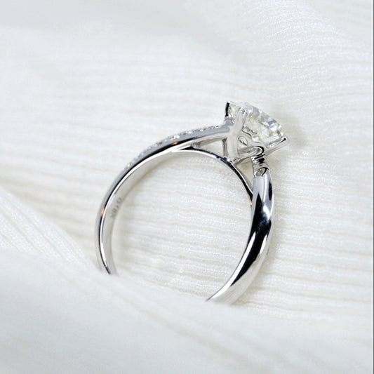 In-Stock PT950 1.51cts Round Shape Lab Grown Diamond Ring (ALBERTA – TM0057ML)