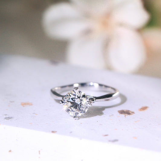 現貨 PT950 1.01cts 圓形培育鑽石戒指 (ALYSSA – TM0110)