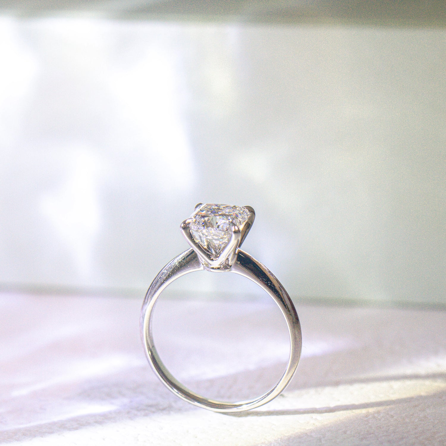 AGNES - Lab-Grown Diamond / Gemstone Ring Setting | Tapered Band Solitaire (18K Gold / PT950) - TM0131CU