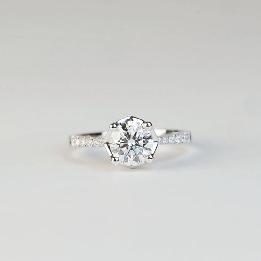 ACELIN 培育鑽石戒指托 | 經典四爪漸細排鑽戒圈 (18K金/鉑金) - TM0193