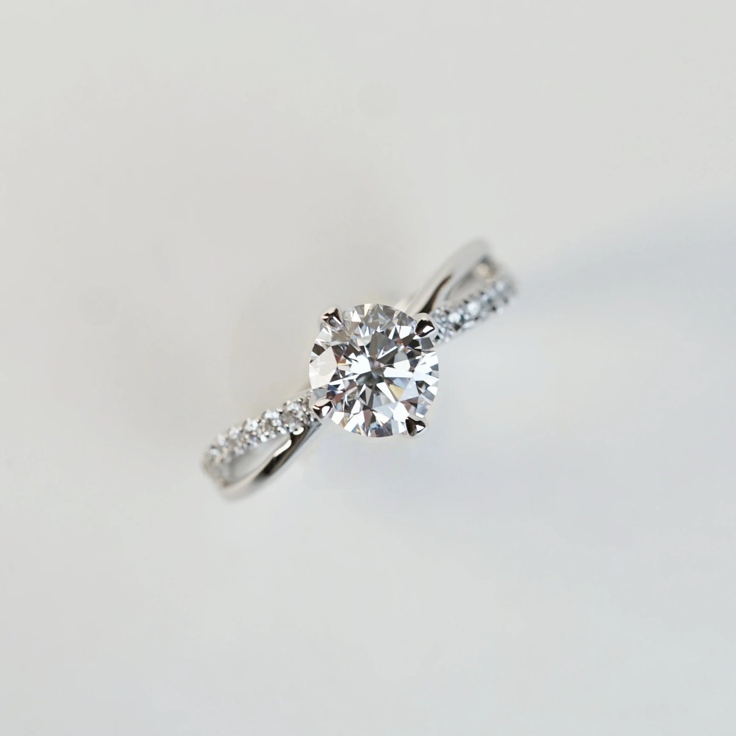 FELICITY - Lab-Grown Diamond / Gemstone Ring Setting | Crossover Pavé Band (18K Gold / Platinum) - TM0247