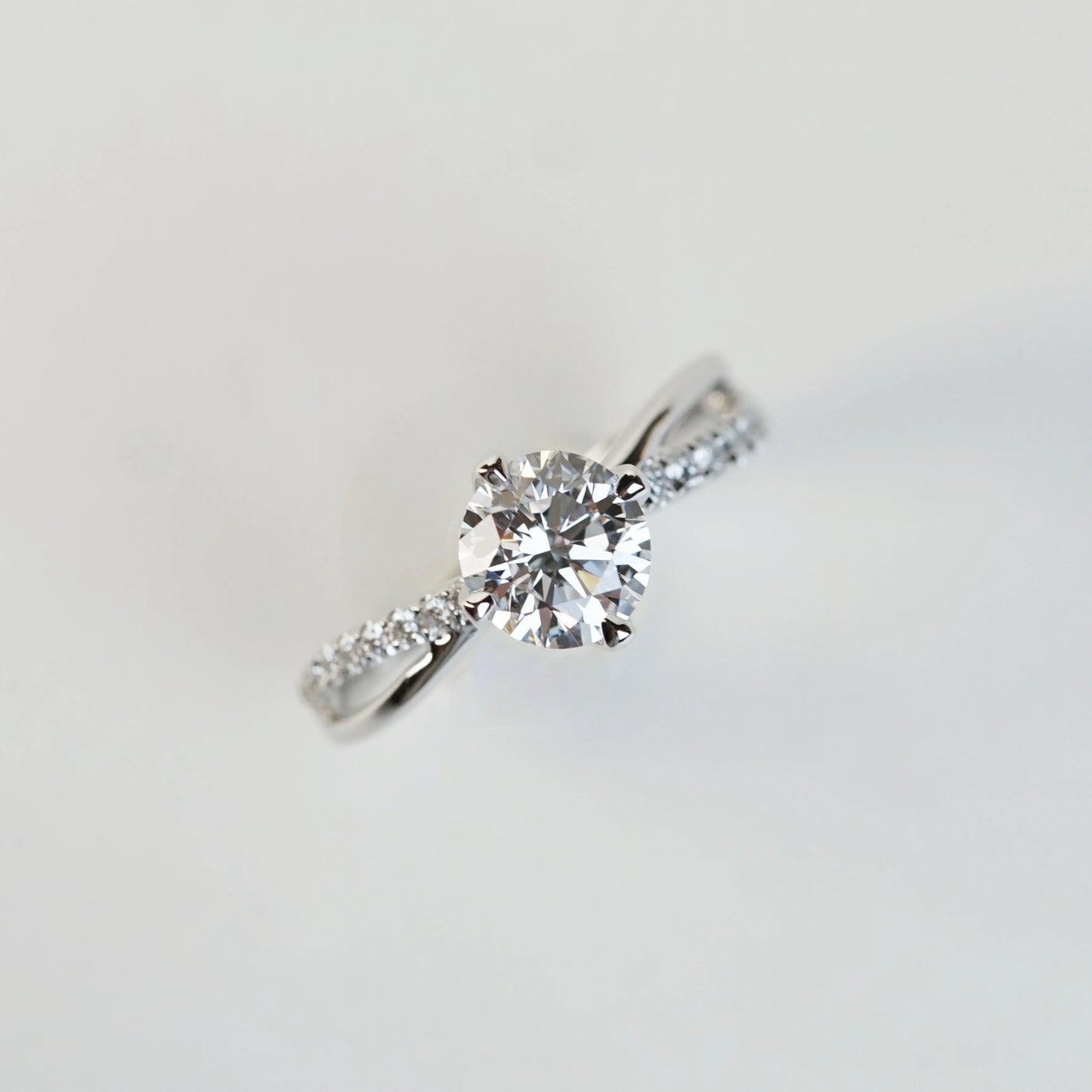 FELICITY - Lab-Grown Diamond / Gemstone Ring Setting | Crossover Pavé Band (18K Gold / Platinum) - TM0247